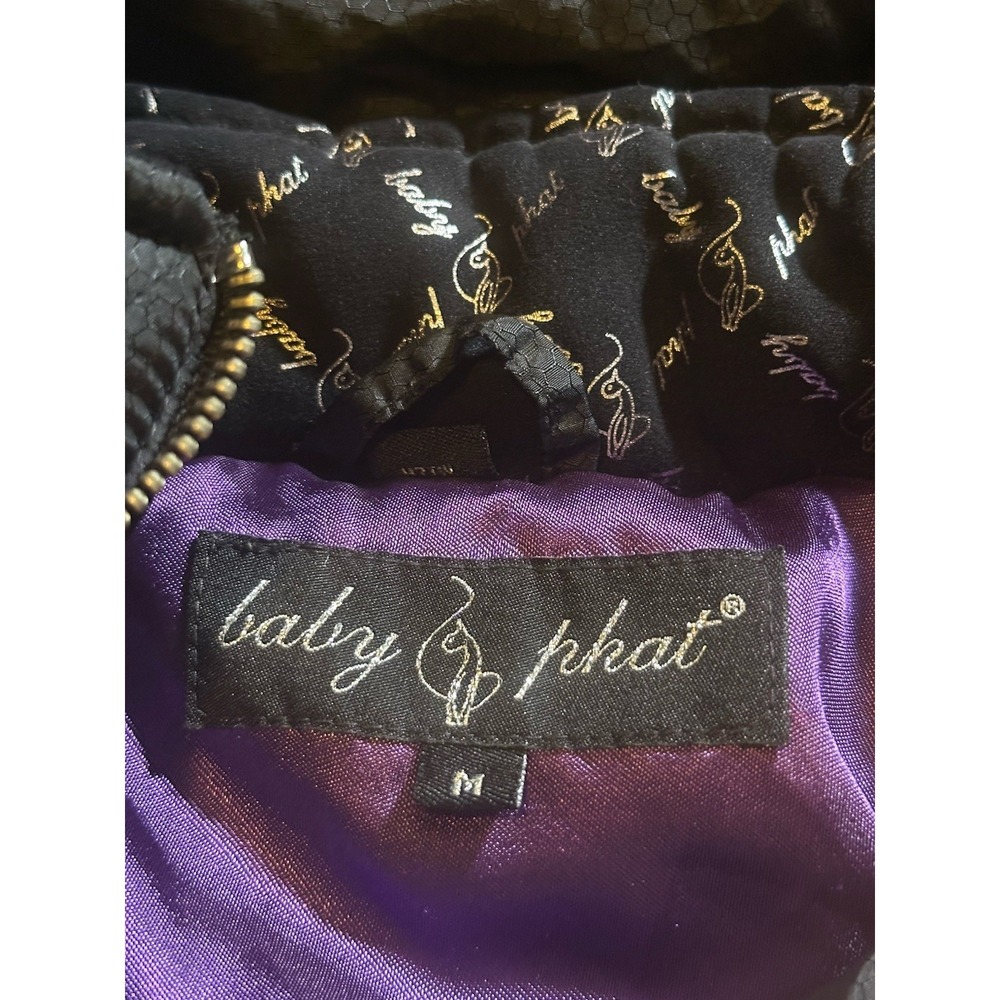 VTG Baby Phat Women's M Quilted Puffer Jacket Faux Fur Babydoll Zip Latch Y2K - Picture 3 of 9